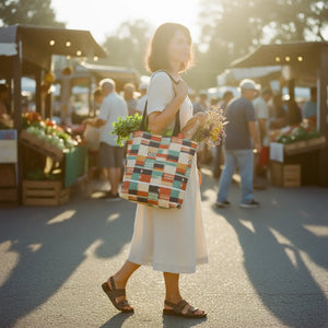 Aztec Patchwork Tote Bag – Boho Geometric All-Over Print Tote