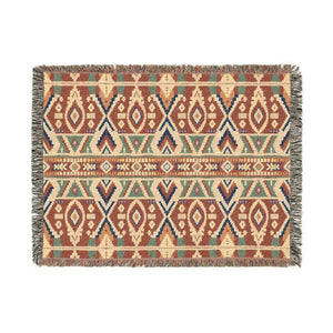 Fringed geometric woven blanket by DipaliZ for sofa or bed
