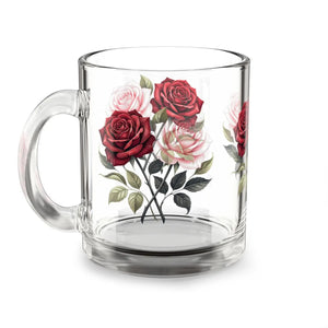 Drink color showing through behind the roses on a DipaliZ glass cup