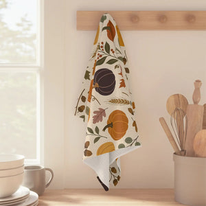 Hand-drawn gourd detail from the DipaliZ harvest towel print