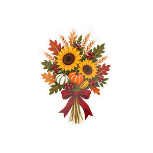 Autumn sunflower bouquet kiss-cut vinyl decal - home decor decals