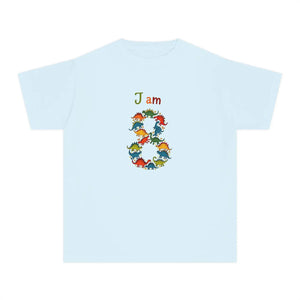 DipaliZ I Am 8 dinosaur kids birthday tee - sold in youth sizes XS to XL