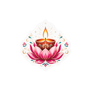 Lotus diya kiss-cut vinyl decal for diwali - home decor decals