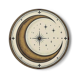 Ornate Crescent Moon coaster | Ceramic Coaster, Celestial Moon Design