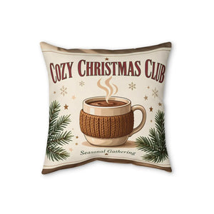 DipaliZ hot cocoa Christmas cushion shown in an 18 by 18 inch size