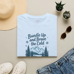 Bundle Up and Brave the Cold T-Shirt — Winter Mountain Pine Graphic Tee