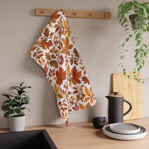Original DipaliZ leaf and acorn artwork on a brand new tea towel