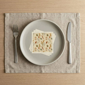 DipaliZ three-ply napkins fanned out for a harvest table