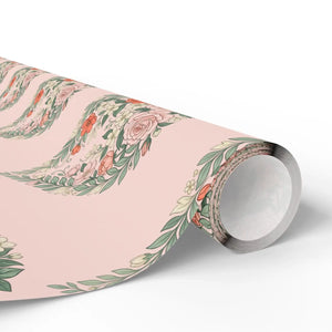 Floral pink wrapping paper roll, romantic rose pattern gift wrap