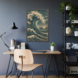 Framed ocean wave poster wall art - posters
