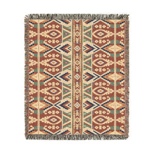 Earth-toned southwestern throw by DipaliZ, fringed and printed to order