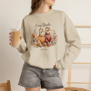 White DipaliZ duck couple crewneck for autumn