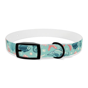 Sea Life Dog Collar — Aqua Fish & Coral Pattern for Pets