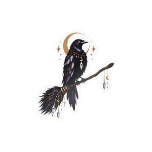 Mystical raven moon kiss-cut vinyl decal - home decor decals