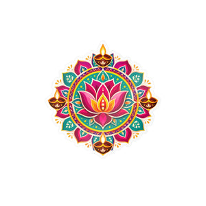 Colorful lotus mandala kiss-cut vinyl decal - home decor decals