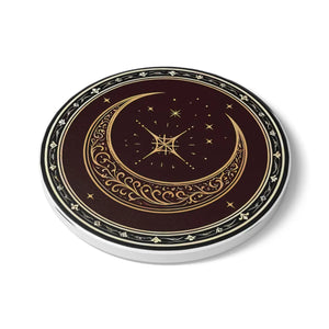 Ornate Crescent Moon coaster | Ceramic Coaster, Celestial Star Design