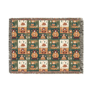 Cozy Cabin Patchwork Woven Blanket — Rustic Lodge Throw for Living Room & Cabin Decor