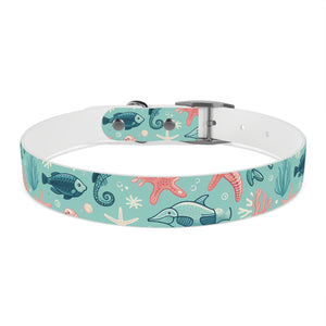 Sea Life Dog Collar — Aqua Fish & Coral Pattern for Pets