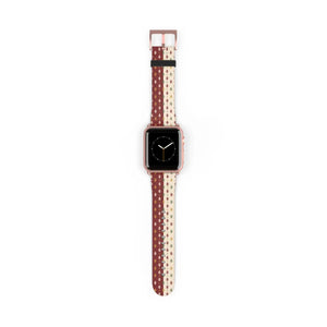 Vintage Holiday Pattern Watch Band — Red & Cream Nordic Stripe Apple Watch Band