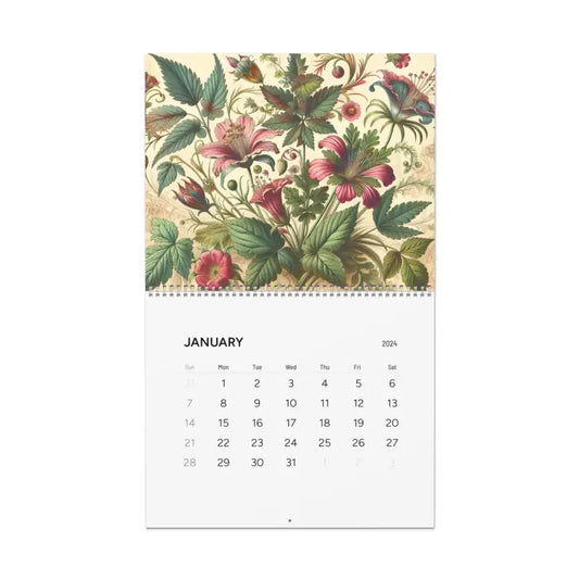 2024 Vintage Flowers Calendar: Elevate Your Style! - 14’ x 11.5’ / Glossy