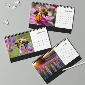 Floral Desktop Calendar with Sleek Black Spiral - Dipaliz - 10’’ x 5’’ / Satin - Desk Calendars