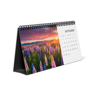 Floral Desktop Calendar with Sleek Black Spiral - Dipaliz - 10’’ x 5’’ / Satin - Desk Calendars
