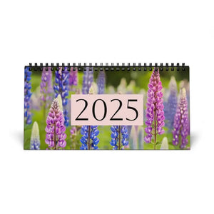 Floral Desktop Calendar with Sleek Black Spiral - Dipaliz - 10’’ x 5’’ / Satin - Desk Calendars