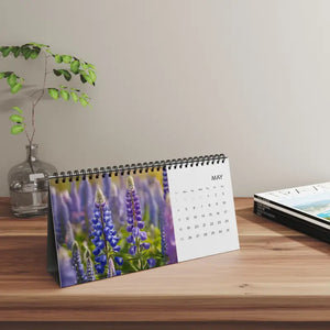 Floral Desktop Calendar with Sleek Black Spiral - Dipaliz - 10’’ x 5’’ / Satin - Desk Calendars