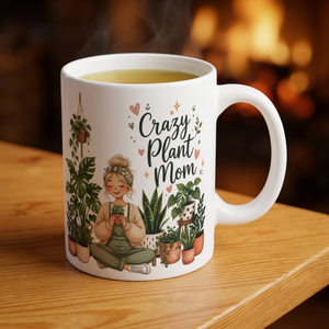 Crazy Plant Mom Mug — 11oz Ceramic Coffee Cup for Plant Lovers