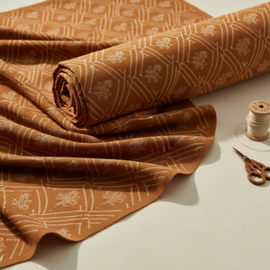 Combed Cotton Fabric by the Yard — Rustic Geometric Diamond Print