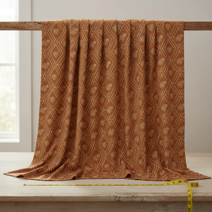 Combed Cotton Fabric by the Yard — Rustic Geometric Diamond Print