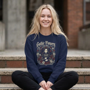 DipaliZ gothic flowers crewneck sweatshirt in True Navy