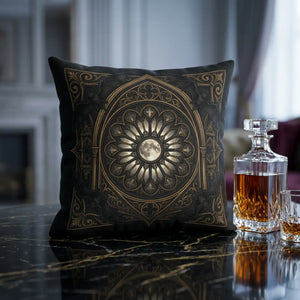 DipaliZ Moon Mandala faux linen throw cushion with a lunar medallion