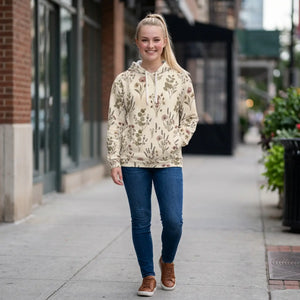 Floral Botanical Hoodie — Vintage Wildflower All-Over Print