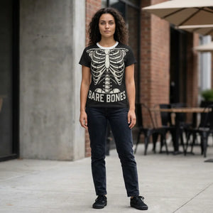 DipaliZ Bare Bones skeleton ribcage women's tee - printed all over on 100% polyester