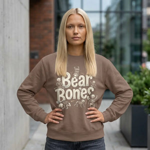 Bear Bone Crewneck Sweatshirt — Subtle Watercolor Wildlife Graphic