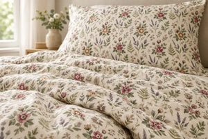 Duvet cover and matching pillowcases in the DipaliZ vintage floral set