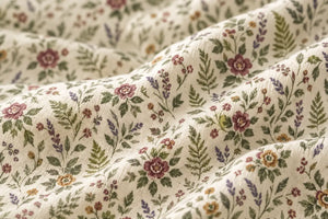 Dusty rose and pale sage tones in the DipaliZ botanical bedding print