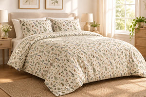 Sage-toned foliage print for a minimal bedroom, DipaliZ cotton bedding