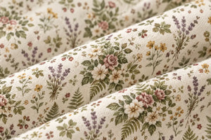 Farmhouse floral palette of faded blue and soft pink on DipaliZ bedding