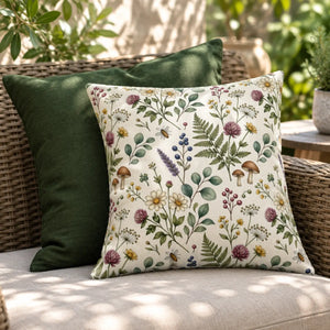 Sage and straw herbal palette on a DipaliZ cottagecore throw pillow