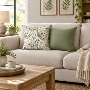 Seven square sizes from 14 to 28 inches for this DipaliZ meadow pillow