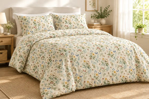 Block-print feel on a white cotton ground in DipaliZ boho bedding