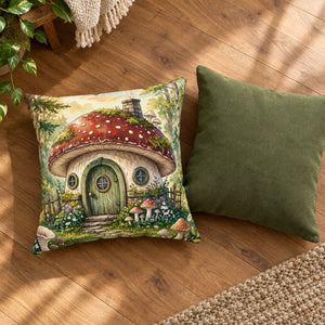 Square fairy house pillow by DipaliZ in sizes from 14 to 28 inches