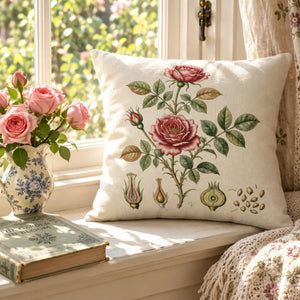 Muted rose-pink against cream in the DipaliZ botanical plate design