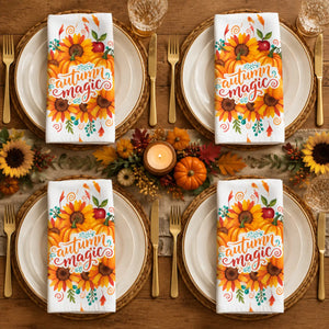 Rust, cream and faded gold colorway of the DipaliZ Autumn Magic napkins