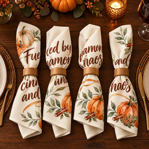 Cinnamon brown and burnt orange spice palette on a DipaliZ printed napkin