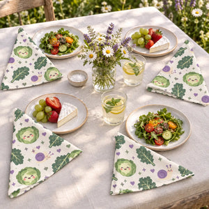 DipaliZ smiling cabbage and snail napkin set, four 18 inch cloth squares