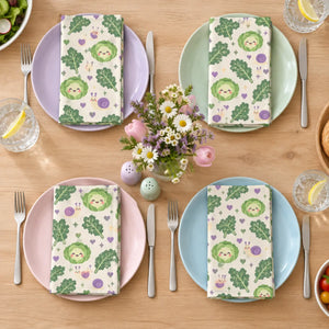 Snails moving between cabbages on a DipaliZ kids table cloth napkin