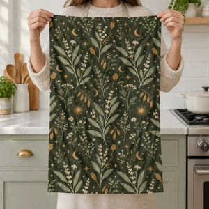 DipaliZ botanical moon waffle tea towel in white, 16 by 25 inches